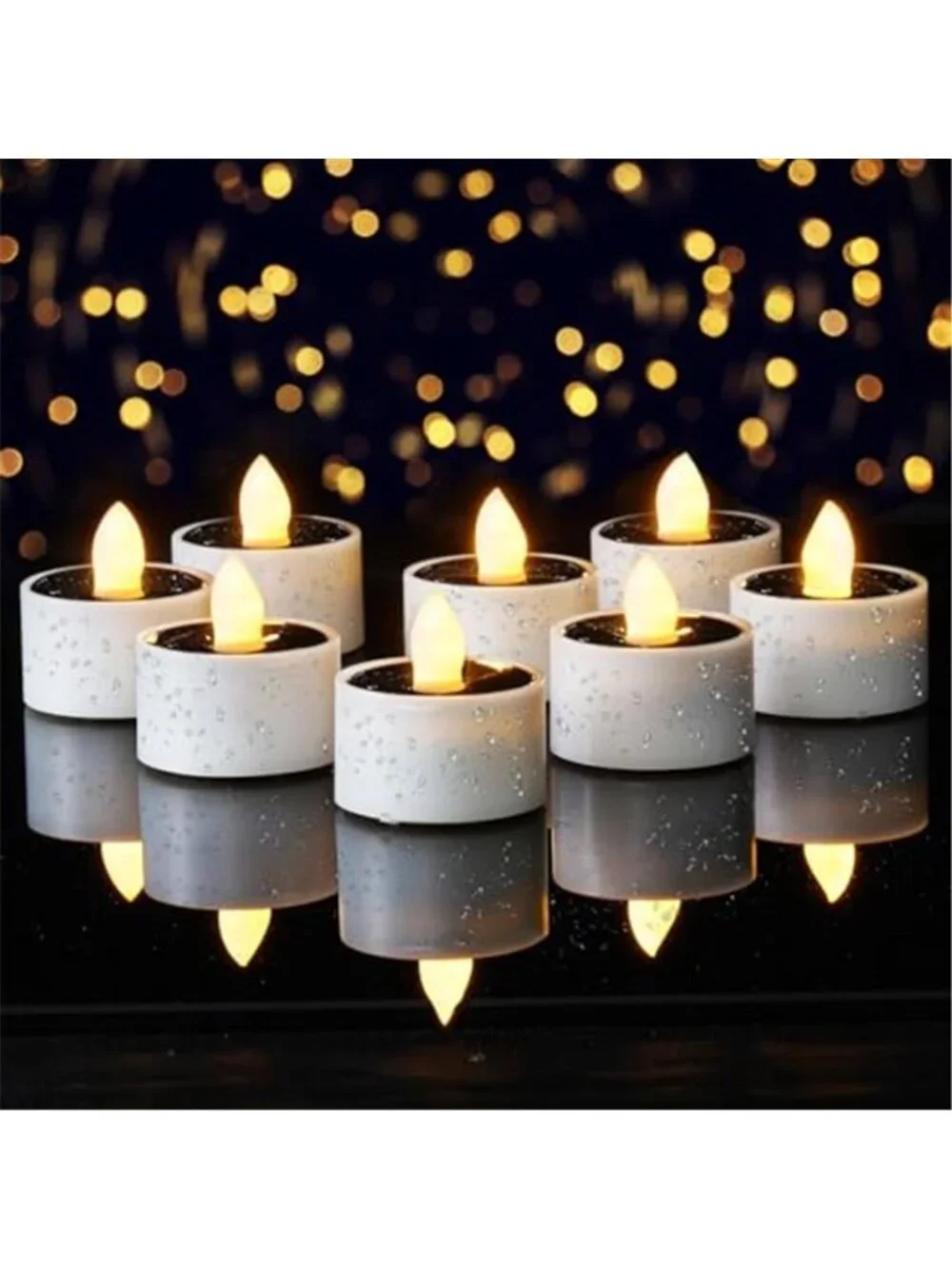 Solar Tea Lights Outdoor Waterproof LED Flameless Candles Warm White Flickering